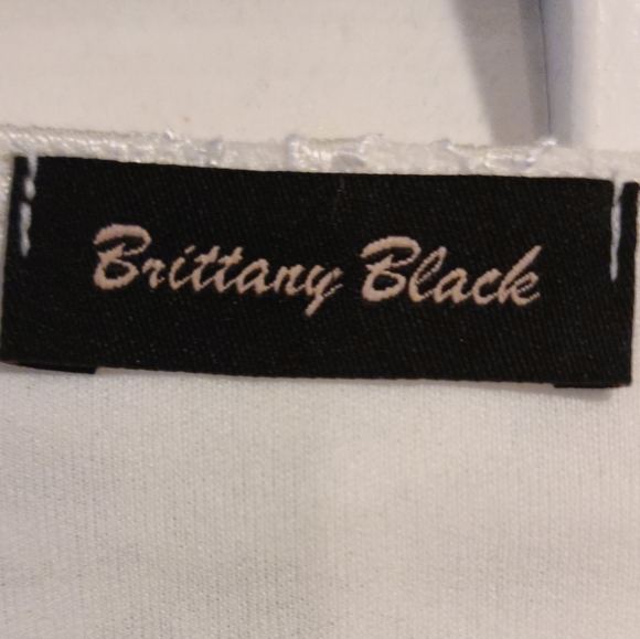 Brittany Black- Sparkle Glittery White Holiday top, lace/cami layered L/XL - Picture 5 of 6